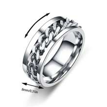 Personalized Spinner Ring Fidget Anxiety Ring For Men -Customized Stylish Curb Chain Inlay With Solid Stainless Steel Cool Ring For Quality And Durabilit,Size 7-13