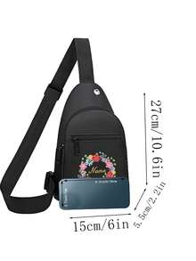 Mobile Phone Bag Layer Diagonal Backpack Coin Purse Shoulder Crossbody Printed Zipper Mobile Phone Bag - Black - View 3