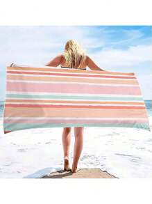 1pc Extra Large Beach Towel, Oversized, Super Absorbent, Beach Bath Towel, Microfiber Beach Blanket, 59"X29", Essential For Summer, Suitable For, Men, Girl, Girls, Windproof, UV Protection, Beach, Party, Drying Travel, Camping, Beach Accessories, Perfect Gift For Vacation, Girl Valentine Gift Birthday Boyfriend Girlfriend Holiday Bathroom Decor Beach Essentials