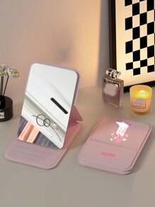 1 pezzo Specchio per trucco portatile personalizzabile, specchio piccolo in pelle PU, pieghevole, specchio da toeletta da viaggio, adatto come regalo, elemento essenziale da viaggio, specchio cosmetico da scrivania - ovunque e in qualsiasi momento