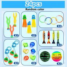 夏季泳池潜水玩具：潜水圈、潜水环、潜水宝石、潜水章鱼、泳池鱼雷、泳池潜水玩具、儿童夏季娱乐 - 彩色 - 查看 12