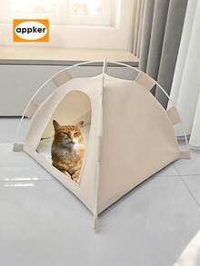 APPKER 适合猫和小型犬的舒适宠物帐篷 - 柔软舒适的睡眠窝，纯色设计，非常适合户外旅行和露营，完美的圣诞礼物，旅行宠物住宿 | 现代宠物帐篷 | 易于组装 - 彩色 - 查看 4