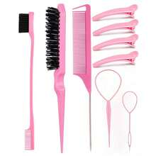 ikt 10 件套发蜡棒套装，头发顺滑蜡棒，散落发蜡棒，发胶棒，不油腻造型发膏，适用于散落头发和边缘控制卷曲头发配套套装梳子五件套。