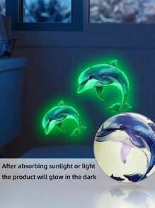 Autocollants de toilette phosphorescents en forme de dauphin - 20 x 30 cm, décoration de salle de bain en PVC, design fantaisiste de dauphins bleus et noirs adhésifs pour la maison, la salle de bain et la décoration des toilettes, autocollants et décalcomanies de toilette, accessoires de salle de bain pour l'automne