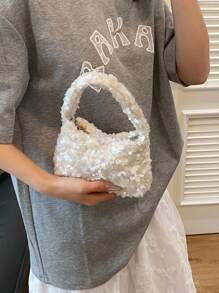 1 pieza Bolso de mano pequeño de alta gama con brillo, estilo minimalista para fiesta de noche, adecuado para banquetes y ocasiones