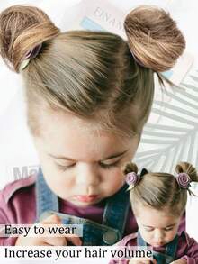 2pcs Kids Synthetic Curly Hair Bun Hairpieces, Suitable For Children To Wear Wigs, Donut Buns, Girls Hair Accessories - Multicolor - View 3