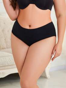 HANQIYA 5pcs/Pack Women Plus Size High Waist Cotton Solid Color Full Coverage Comfortable Casual Briefs