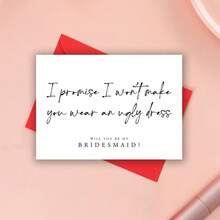 你愿意做我的伴娘卡吗？伴娘求婚卡、惊喜伴娘、承诺不穿丑衣服、伴娘礼物、新娘派对纪念品 - 多色 - 查看 7