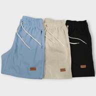 Kit 3 Shorts De Linho Premium Shorts Mauricinho Masculino Casual Basico Confortavel Detalhe Etiqueta De Couro