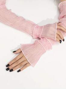 Ruffled Lace Sun Protection Arm Sleeves, Elegant Breathable UV Protection Loose Arm Warmers