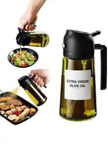 1pc Oil Pot, Dual-Use Oil Spray Bottle, Leak-Proof Glass Oil Bottle, Spray Oil Bottle, Air Fryer, Kitchen, Household Oil Pot
