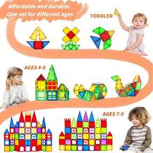Magnetic Tiles,34PCS 3D Building Blocks, Magnets Building Set For Kids, Construction STEM Stacking Toys, Magnets Toy Gift For Toddlers, Boys And Girls - 彩色 - 查看 4