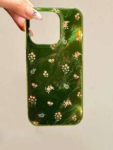 Ốp lưng điện thoại mềm họa tiết hoa xanh lá cây Ditsy tương thích với iPhone 16 Pro Max/15 Pro Max/14/13/12/11, dành cho nữ - màu xanh lá - Xem 1
