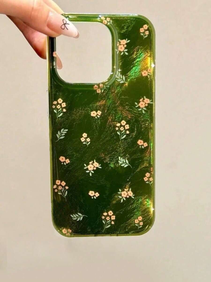 Ốp lưng điện thoại mềm họa tiết hoa xanh lá cây Ditsy tương thích với iPhone 16 Pro Max/15 Pro Max/14/13/12/11, dành cho nữ - màu xanh lá - Xem 1