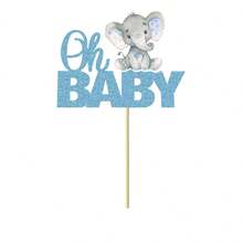 1 件大象 Oh Baby 蛋糕装饰 闪光丛林动物主题 Oh Baby 大象蛋糕装饰品 用于揭示性别 婴儿洗礼生日派对用品 蛋糕装饰 蛋糕装饰 蛋糕装饰 蛋糕装饰工具 - 彩色 - 查看 8