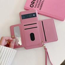 Funda de teléfono con billetera y cordón texturizado de lichí compatible con Apple iPhone 16 16E 15 14 Plus 13 12 11 Pro Max, diseño minimalista de unicolor adecuado para Pixel 4 XL 6 7 8 9 Pro 6a 7a 8a, compatible con Samsung Galaxy A15 A16 A25 A36 A56 A73 A06 A03 A03S A04S A81 A12 A13 A14 A22