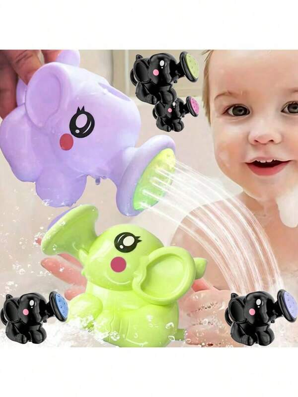 1 pieza Ducha con cabeza de elefante de dibujos animados para el baño de bebés, juguete rociador de bañera interactiva para niños