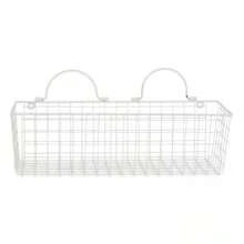 Asst Antique White Wire Wall Basket Set/2