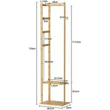 Unho Bamboo Clothing Rack Corner Coat Rack Stand Hall Trees Free Standing Clothes Hanging Rail Garment Rack With 2 Shees 3 Hanger Hooks And Pants Hanger For Entryway Bedroom Living Room - As Pic - View 6