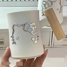 Sanrio (Authorized) New Sanrio Wooden Handle Creative Couple High-End Double-Layer Contrast Coffee Cup, Large Capacity Multifunctional Cup,Can Be DIY, Suitable For Various Scenarios, High Appearance, Suitable For Holiday Gifts And Party Gifts, Christmas Friendship Gifts, Birthday Gifts (15 Ounces)