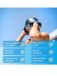1 Pack Silicone Swim Cap Waterproof Non-Slip Comfortable Swim Cap High Elastic Swim Cap Unisex Swimming Equipment, Beach Essentials, Beach Accessories, Pool Float - Multicolor - View 6