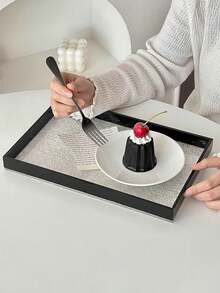 1 pieza Bandeja rectangular, Bandeja de plástico acrílico de alta gama, Adecuada para mesa de té de sala de estar, plato para servir postres y pasteles, organizador de escritorio - Multicolor - Ver 6
