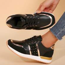 Breathable Women's Round Toe Sneakers - Non-Slip Platform Shoes For Everyday Wear - Black - View 7