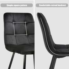 OYAJIA Set Of 4 Suede Kitchen Chairs With Metal Legs For Living Room Dining Room, Black - Black - View 6