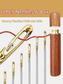 12pcs Self-Threading Sewing Needles, Suitable For Elderly And Blind People, Hand Sewing Needles With Thread Box, Blind Sewing Needles, Side Hole Needles, DIY Sewing Accessories, Sewing Needles - Multicolor - View 2