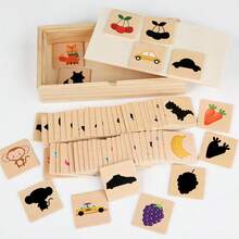 Tablero de Rompecabezas de Emparejamiento de Sombras Educativo Montessori con Tarjetas, Juguete de Emparejamiento de Sombras de Desarrollo Infantil Temprano de Madera - Multicolor - Ver 7