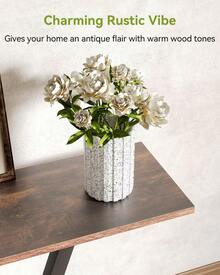 LITTLE TREE 43-Inch Industrial Console Table - Narrow Entryway & Living Room Sofa Table With Stable Metal Frame, Easy Assembly | Rustic Brown Accent Table - Brown - View 6