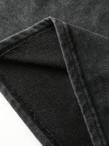 2 Stücke/Set Große Größen Herren Y2K Streetstyle Lässig Gewaschen Schneeflocken Muster Rundhals Trägershirt, geeignet für den täglichen Gebrauch, Frühling/Sommer - Schwarz - Übersicht 4