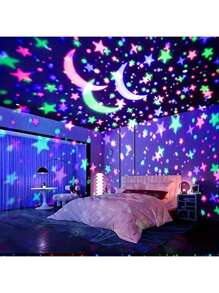 1pc USB Powered Starry Sky And Ocean Wave Projector - 7 Color Modes, USB Powered Night Light With 7 Pattern Options, Suitable For Bedroom, Game Room, Home Theater Decor - An Ideal Gift For Weddings, Loved Ones