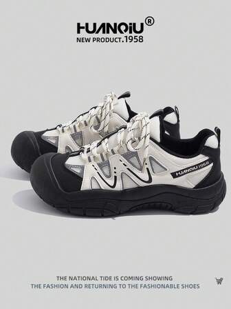 HUANQIU 2025 Nya Damskor, Vandringsskor, Damsportskor, Grova Sneakers, Vita Meshskor som Andas, Mångsidiga, Lätta och Bekväma, Snörskor med Mjuka Sulor, Löparskor, Svarta Och Vita Fyra Säsongsskor