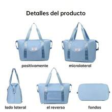 Bolsa de viaje plegable de gran capacidad para mujer, bolso de hombro portátil para ejerciciO, MULTIFUNCIONAL de gran capacidad. - Celeste - Ver 7