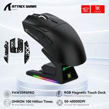 3M X1 Wireless Gaming Mouse With RGB Charging Dock, PAW3950 PRO Sensor Up To 40K DPI,53g Ultra Light Tri-Mode Computer Mice,1KHz Polling Rate 5 Programmable Buttons For WIN