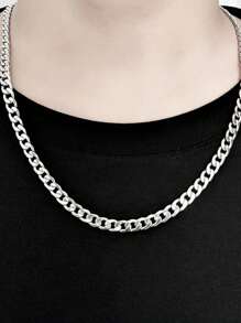 1pc/Set Titanium Steel Cuban Link Chain Necklace, Hip Hop Rock Sweatshirt Chain Accessory, 3mm Width, Fashionable Versatile DIY Jewelry, Won't Fade Or Discolor Fathers Day Gift School Jewelry Men Y2k Accessories Goth Chains Jeans Accessories Gothic Jewellery Back To School Street Halloween Accessories Punk Streetwear Accessories