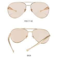 Women Semi Metal Fashion Glasses - Minimalist, Champagne Gold Color Blocking,Unique Leg Fashion Casual Oversized Glasses For Women Men Eyewear For Summer Beach Vacation,Outdoor,Travel