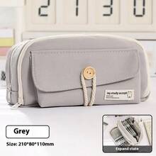 Estuche con botones sencillos, bolsa de gran capacidad, ideal para estudiantes de primaria, secundaria y preparatoria, estuche, bolsa de papelería resistente a la suciedad, esencial para la escuela, aula, biblioteca, sala de estudio, aprendizaje en casa, diseño multicompartimental para un almacenamiento organizado, regreso a clases, útiles escolares, estuche, mochila escolar - Multicolor - Ver 10