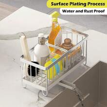 Sink Caddy Basket Drain Rack Sponge Dishcloth Holder Kitchen Storage Organizer Kitchen Organization - Silver - View 3