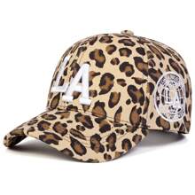 1pc Women Leopard Print LA Baseball Cap, Adjustable Outdoor Sun Protection Casual Hat, Suitable For Spring, Autumn Traveling, Beach Party