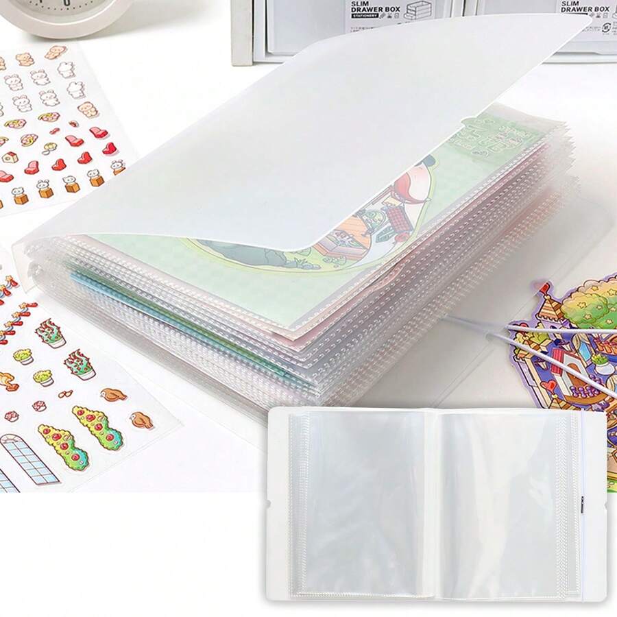 26 Sheets/52 Pages Large Capacity Single Page Double Pocket Landscape Sticker Album, Scrapbook, Card Holder,Back To School,School Supplies,Savings Plan,Biweekly Savings Plan,10000 Savings Plan,Savings Strategy - Multicolor - View 1