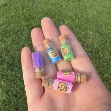 5pcs Miniature Fairy Sparkle Bottles - Colorful Glitter Filled Mini Glass Bottles With Cork Stoppers, Suitable For Birthday, Graduation, Wedding, Birthday Party