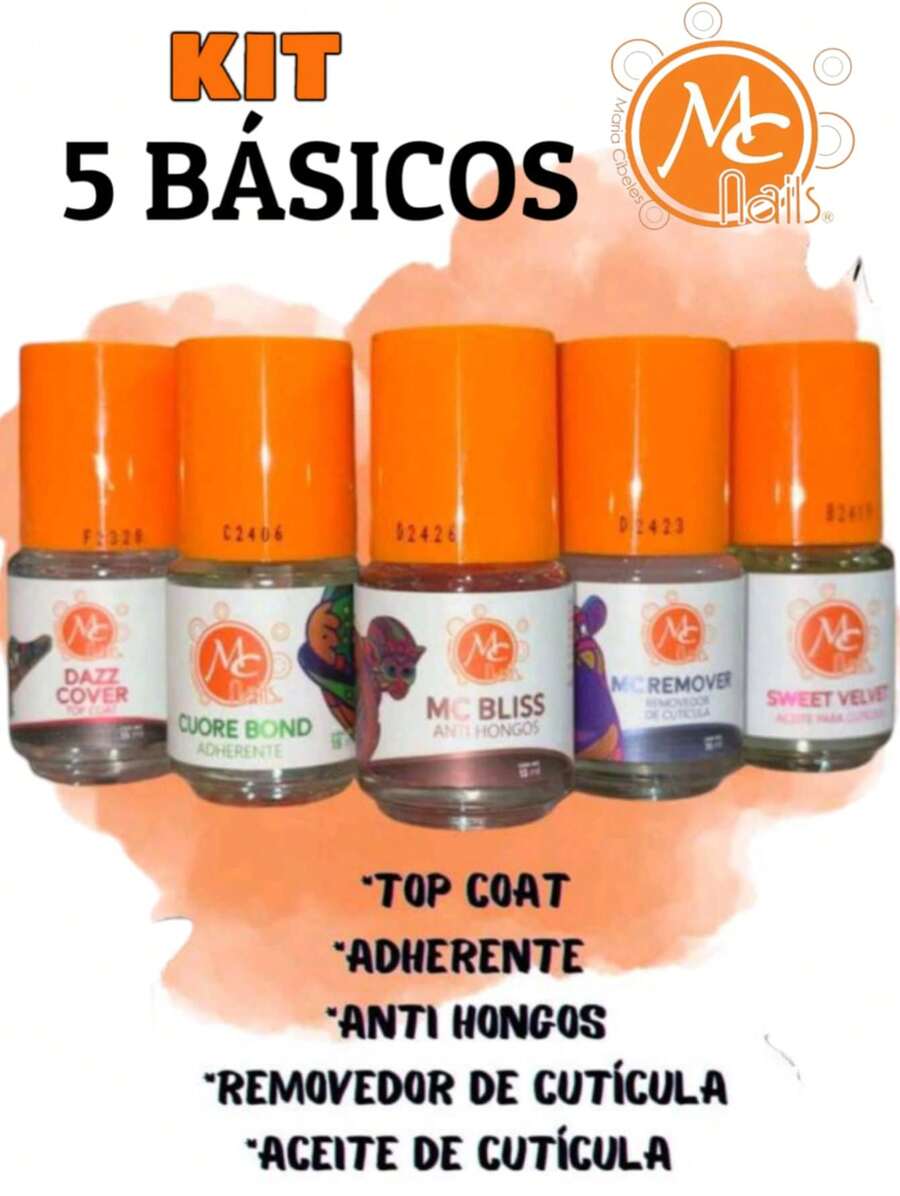 Pack 5 Basicos Esmaltes  McNails Aplicacion de uñas - Naranja - Ver 1