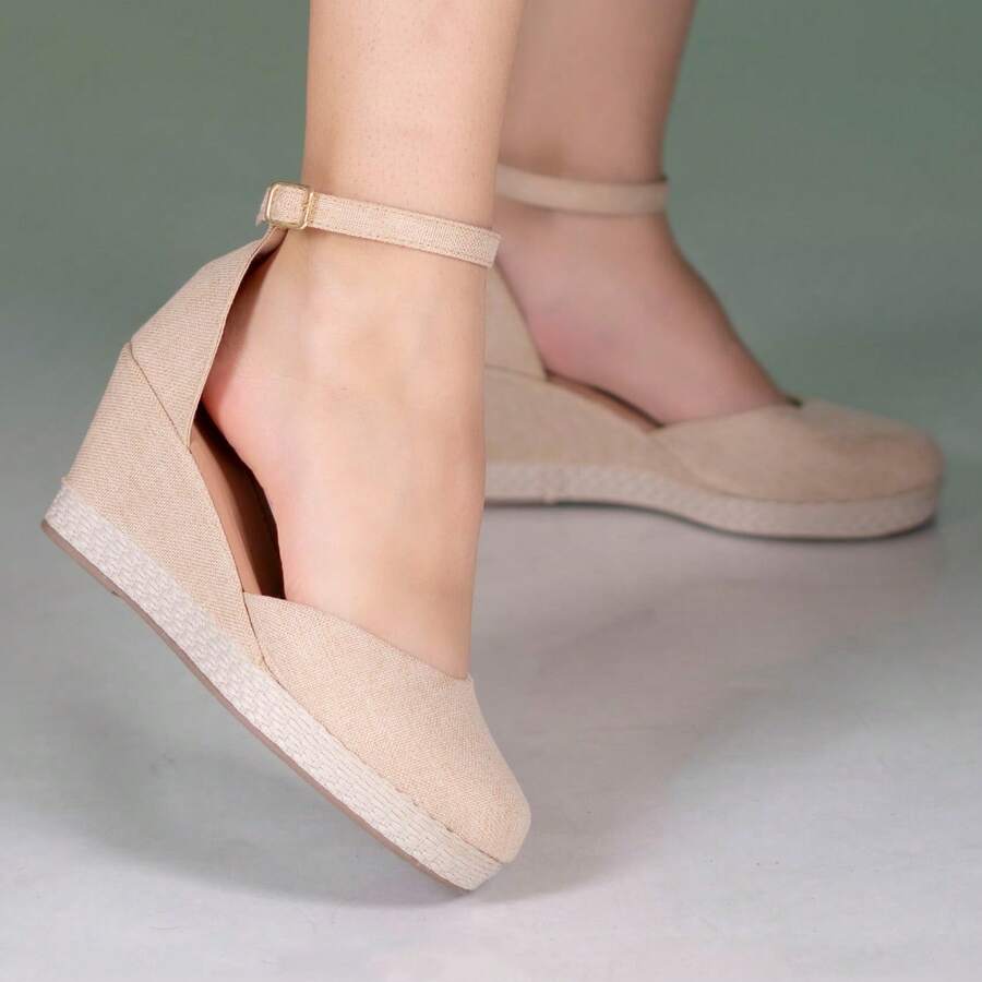 Anabela Women's Closed Sandal With Buckle - 米色 - 查看 1