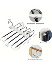 9 Layers Pants Hangers Space Saving, Magic Pants Hangers Space Saving, Multifunctional Pants Rack Stainless Steel Closet Organizer For Pants Jeans Leggings Trousers,Trousers Scarves Slack