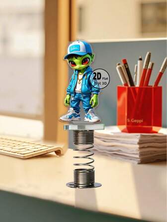 1 st 2D Acryl [Alien] Creatieve En Leuke Bureaudecoratie, Compressieveer Speelgoed, Ideale Keuze Om Stress Te Verlichten En Kantoorplezier Te Brengen, Geschikt Voor Auto, Bureau En Fiets. Unieke Meubeldecoratie, Perfect Cadeau Voor Familie En Vrienden, Vakanties