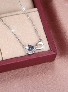 1pc Elegant & Unique Infinity Symbol & Heart Shaped Abalone Pendant Necklace, Gift For Lover, Birthday Or Holiday