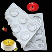 1pc 15-Cavity Round Pleated Silicone Mold, DIY Candy Chocolate Dessert Cake Decor Baking Mold
