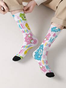 CARE BEARS 1 pereche de șosete pentru femei Care Bears Design, cu urs, urs funshine, urs dorință și urs Love-A-Lot, șosete și interesante, potrivite pentru purtarea zilnică, sărbători, zile de naștere și alte ocazii